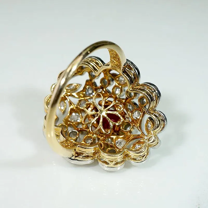 Breathtaking Belle Époque Ruby & Diamond Statement Ring
