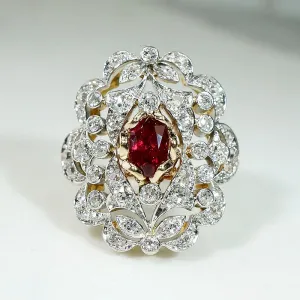 Breathtaking Belle Époque Ruby & Diamond Statement Ring