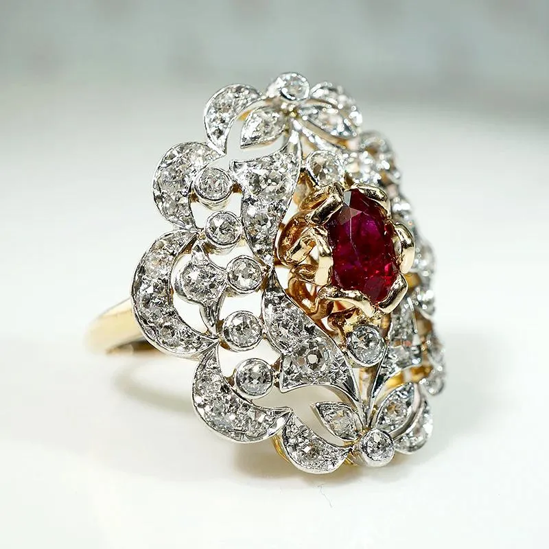 Breathtaking Belle Époque Ruby & Diamond Statement Ring