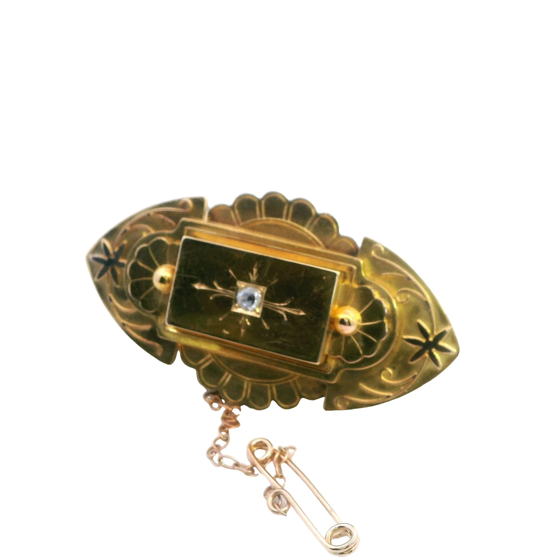 Captivating 9ct Yellow Gold Diamond Brooch / Locket