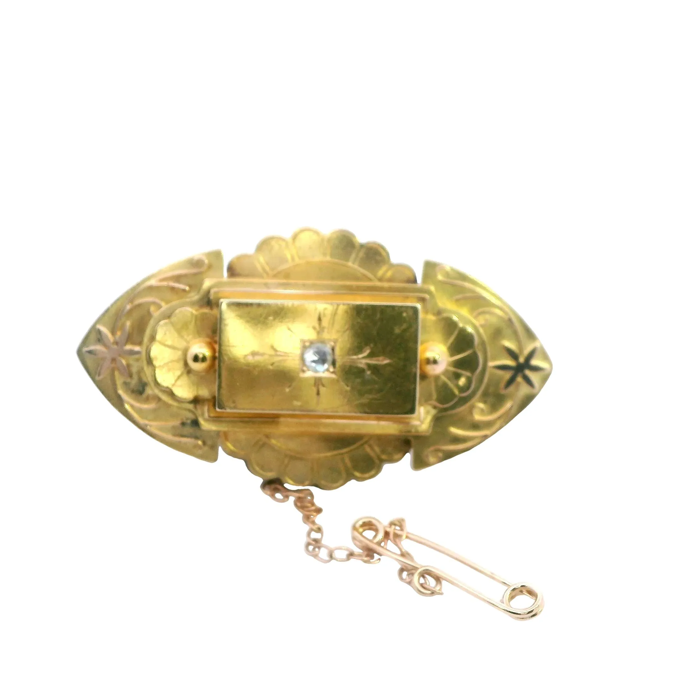 Captivating 9ct Yellow Gold Diamond Brooch / Locket