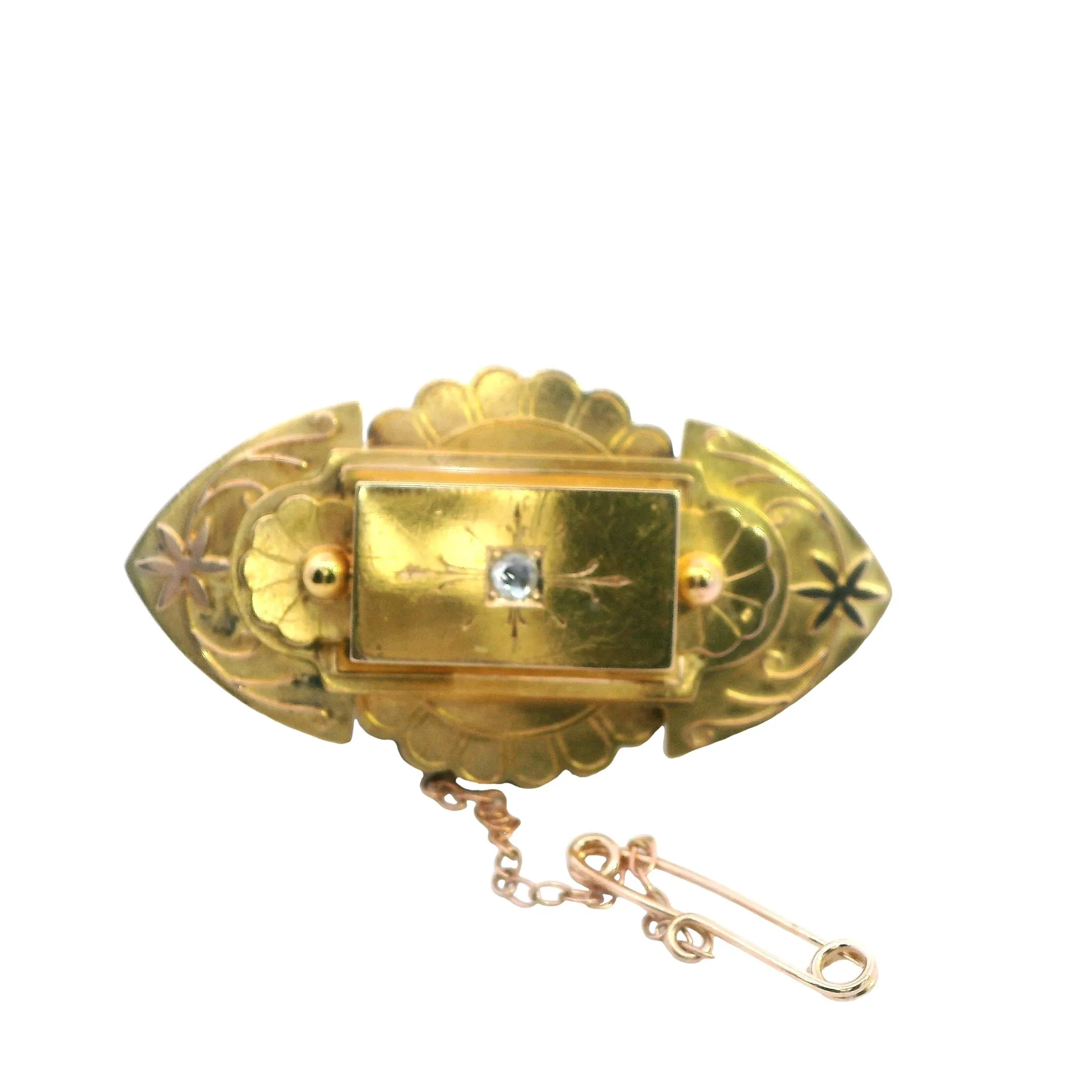Captivating 9ct Yellow Gold Diamond Brooch / Locket
