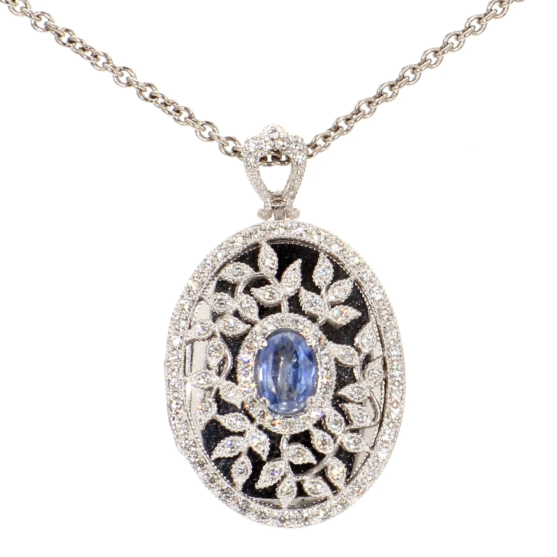 Captivating Diamond & Sapphire Locket Necklace