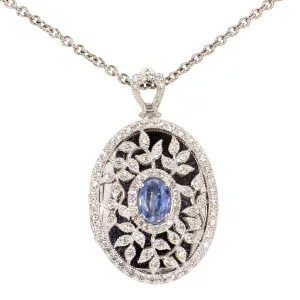 Captivating Diamond & Sapphire Locket Necklace