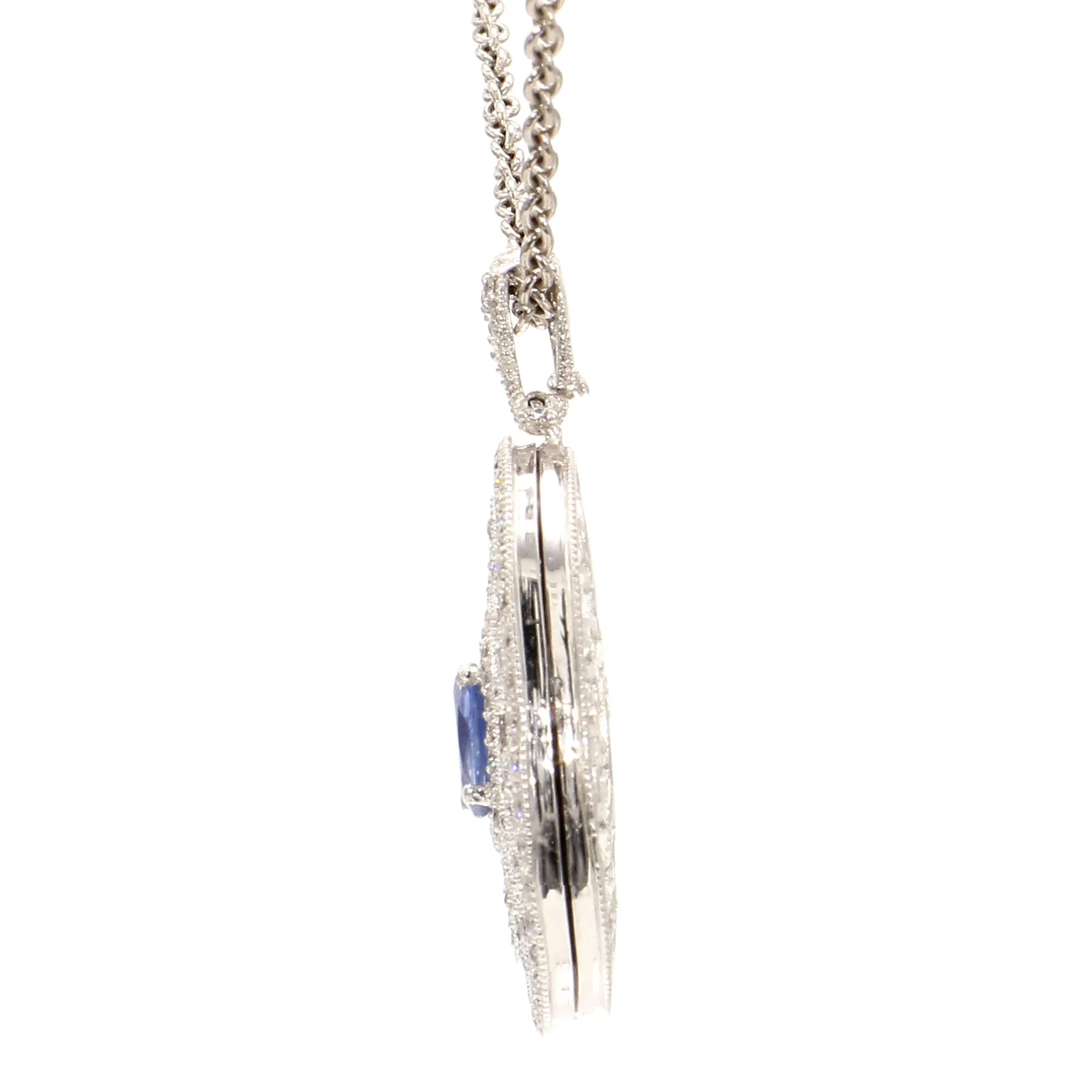 Captivating Diamond & Sapphire Locket Necklace