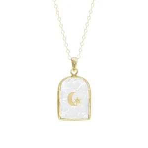 Celestial Door Crescent Star Charm - 14ky, Quartz   Diamonds