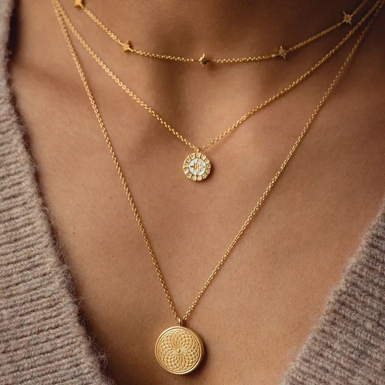Celestial Radial Locket Necklace - Gold - 42066YNON