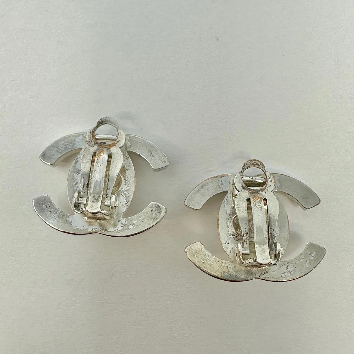 Chanel Vintage 1996 CC Rhinestone Turnlock Earrings