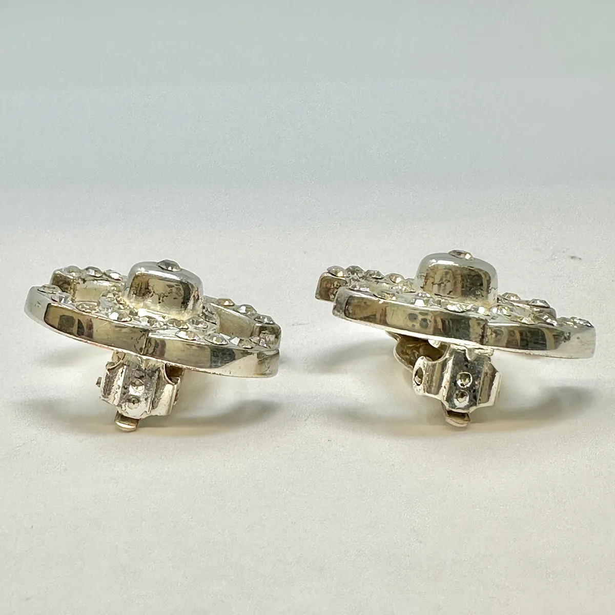 Chanel Vintage 1996 CC Rhinestone Turnlock Earrings