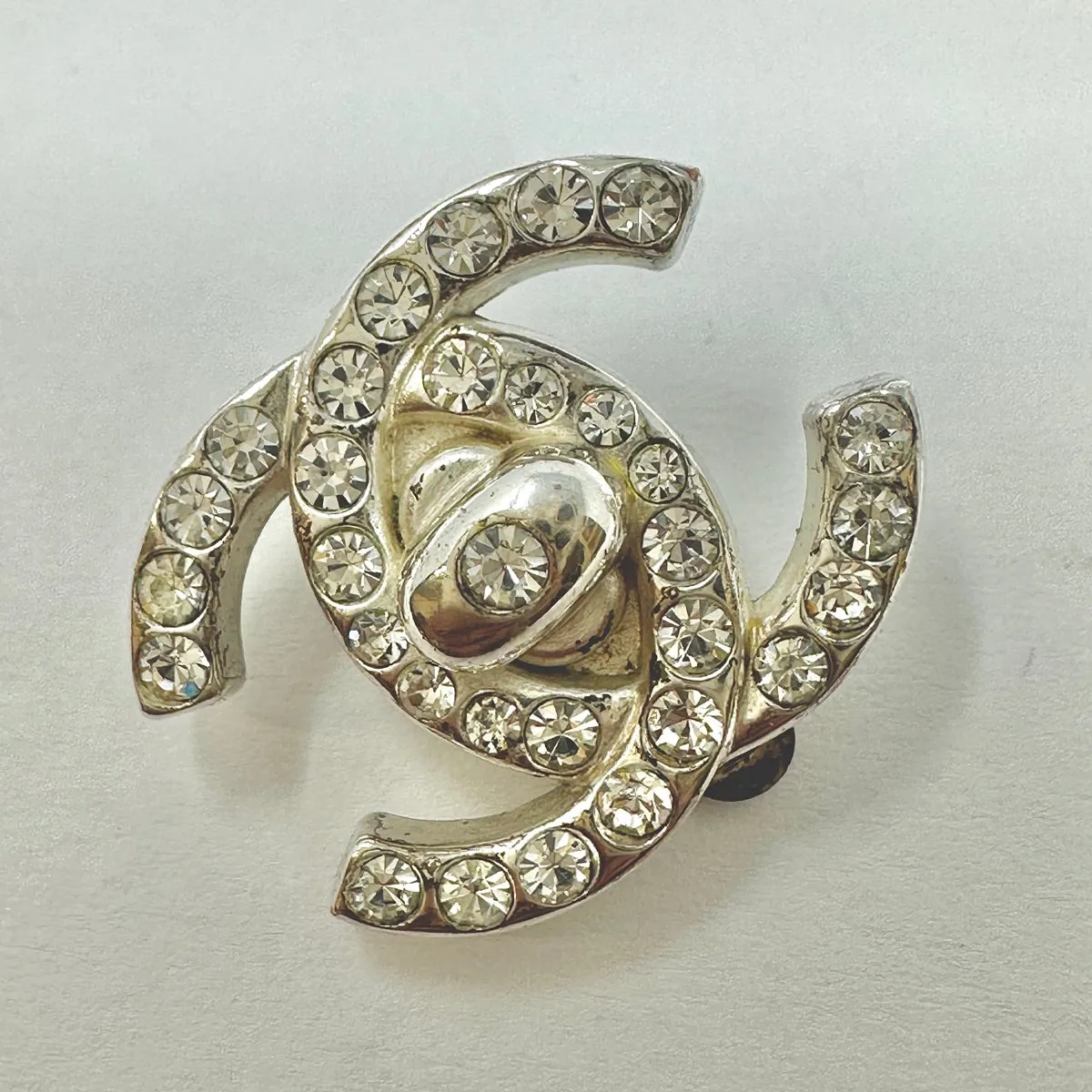 Chanel Vintage 1996 CC Rhinestone Turnlock Earrings
