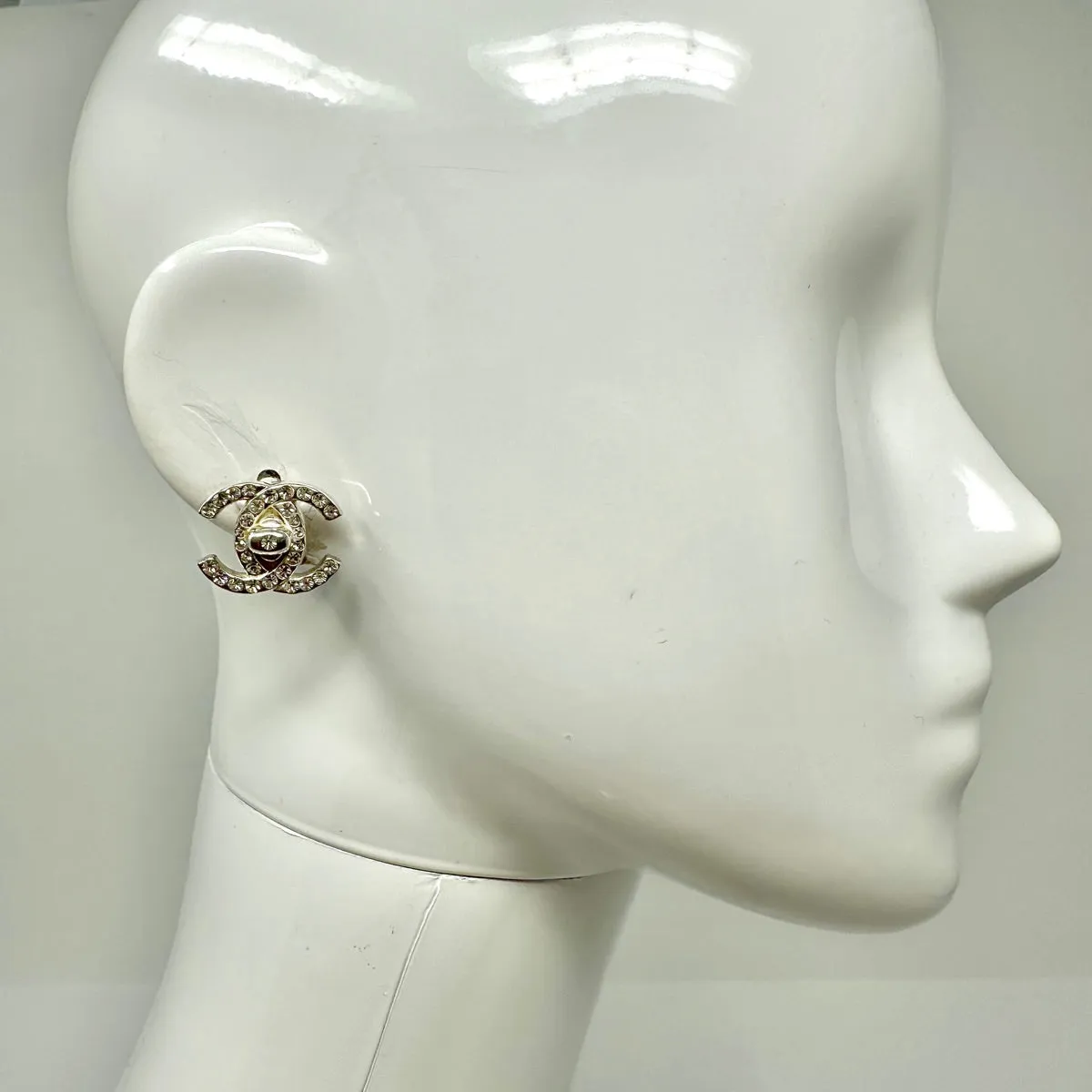 Chanel Vintage 1996 CC Rhinestone Turnlock Earrings