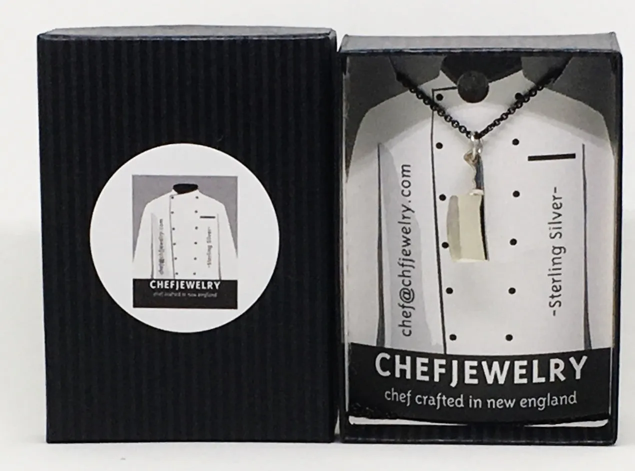 Chef Knife Necklace with Swarovski Blue Crystal Dangle