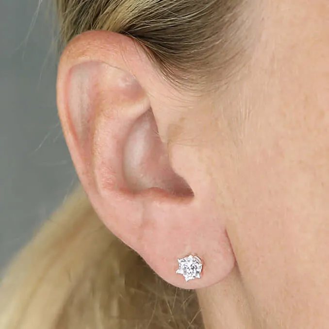 Classic 5mm Solitaire Cz Stud Earrings In Sterling Silver