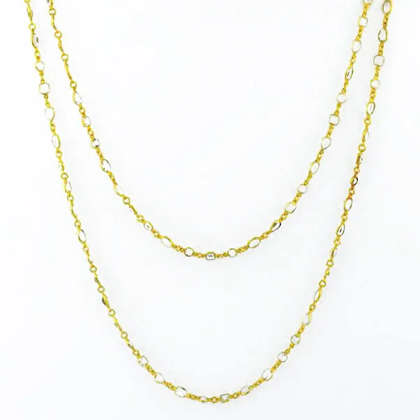 Clear Quartz long station necklace - April Birthstone