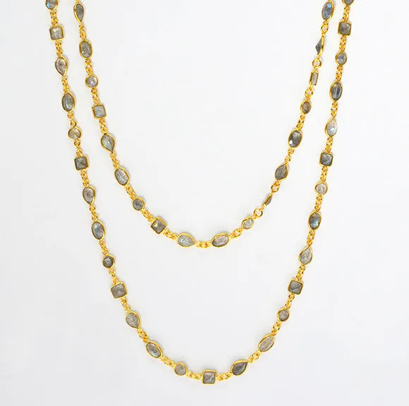 Clear Quartz long station necklace - April Birthstone