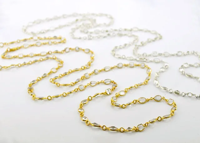 Clear Quartz long station necklace - April Birthstone