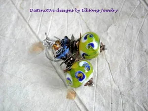 Colorful Boho Funky Earrings, Studio Made Lampwork Glass Beads