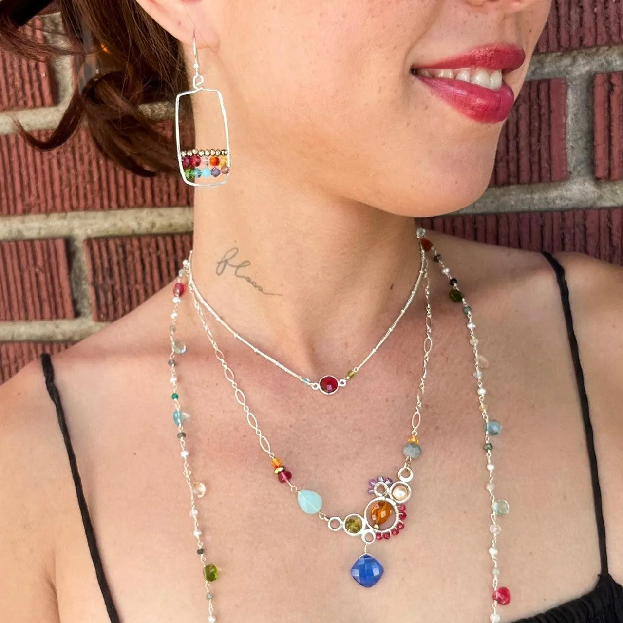 Colorful Boho Square Hoop Earrings