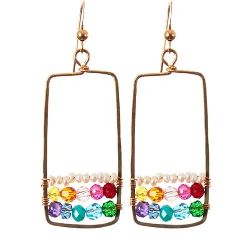 Colorful Boho Square Hoop Earrings