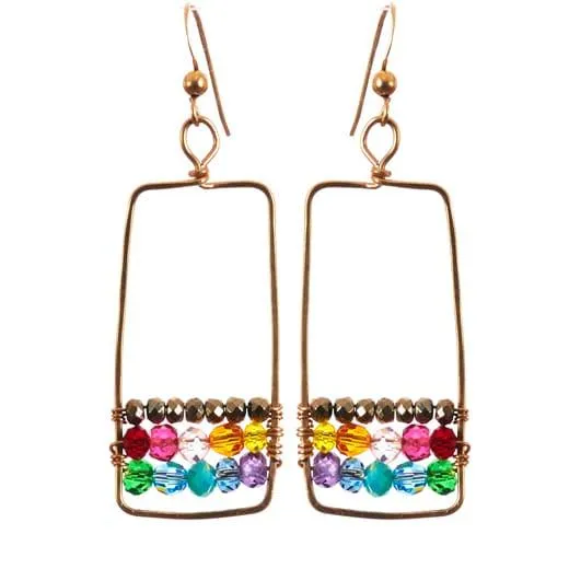 Colorful Boho Square Hoop Earrings
