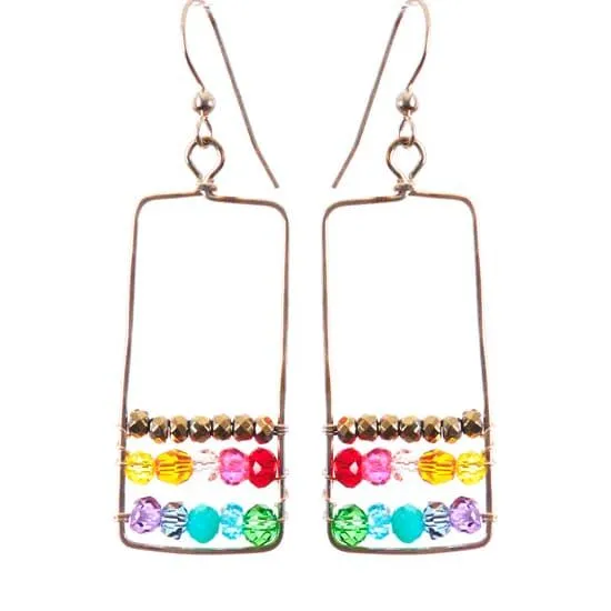 Colorful Boho Square Hoop Earrings