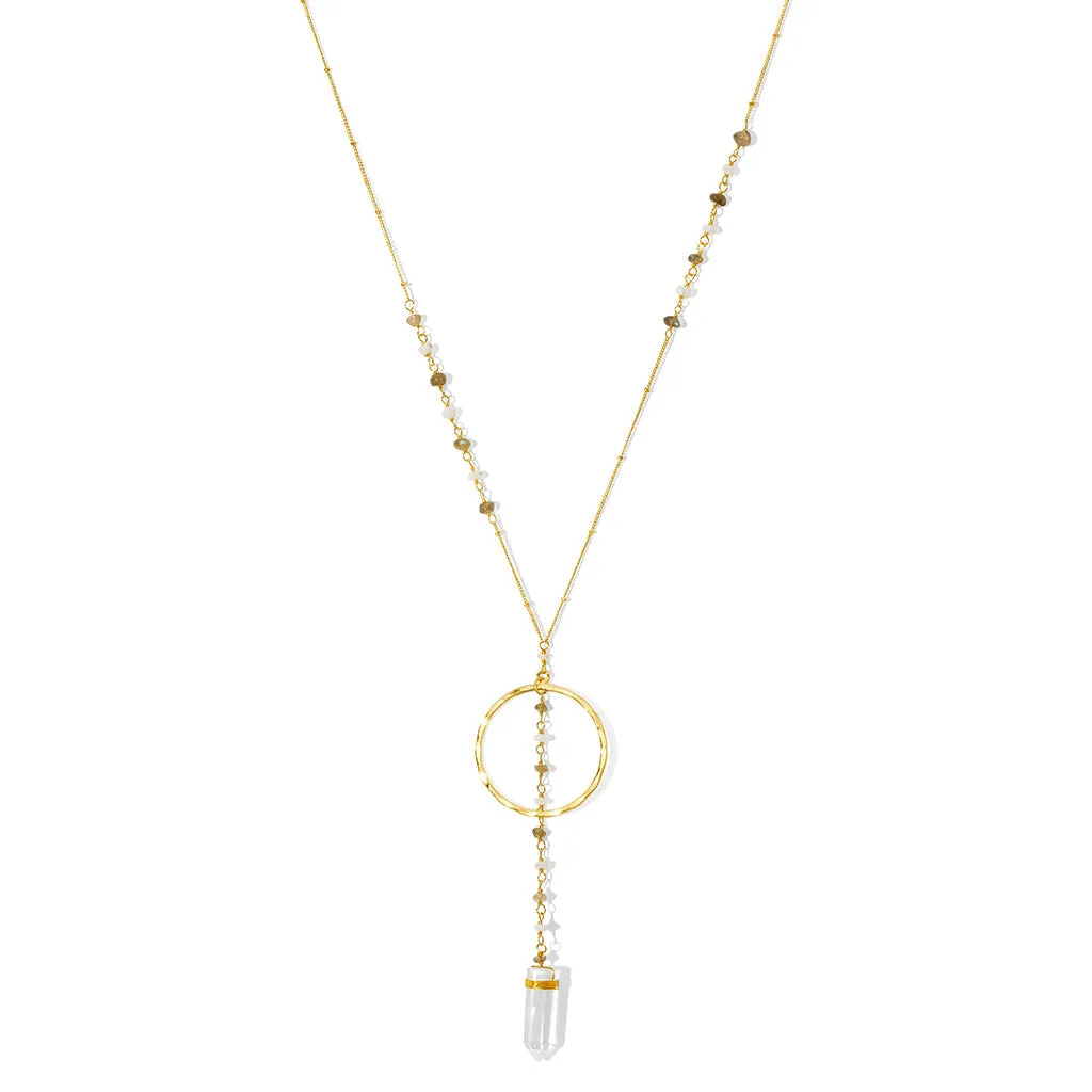 Crystal Halo Y Necklace by SLATE   SALT
