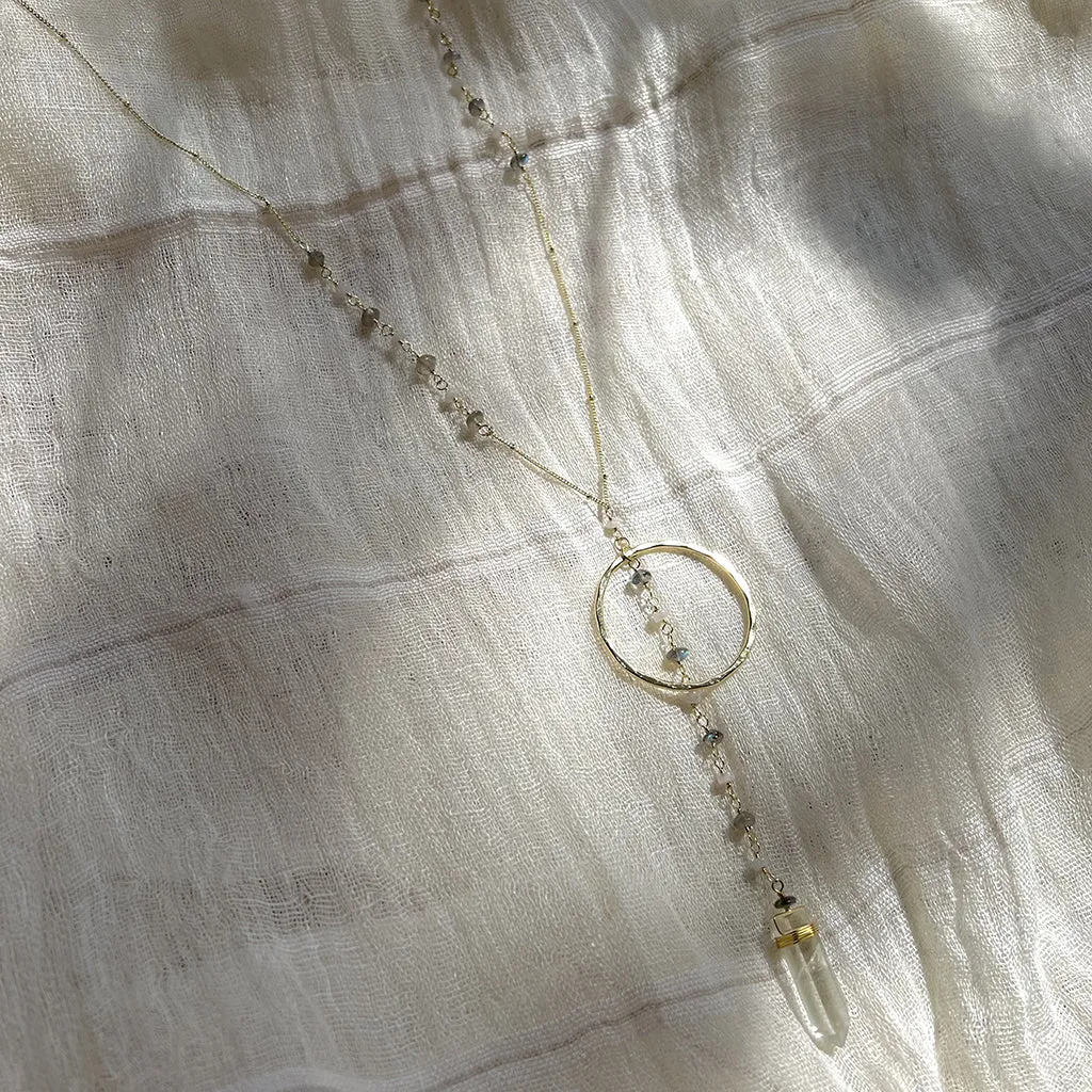 Crystal Halo Y Necklace by SLATE   SALT