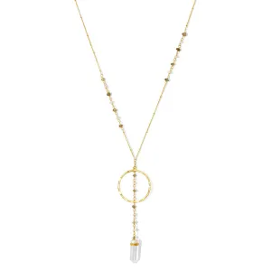 Crystal Halo Y Necklace by SLATE   SALT