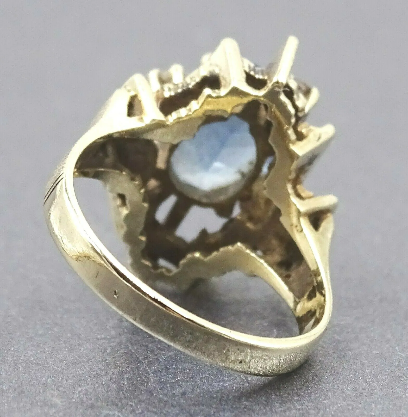 Cubic Zirconia & Topaz 9ct Yellow Gold Art Deco Ring