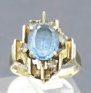 Cubic Zirconia & Topaz 9ct Yellow Gold Art Deco Ring