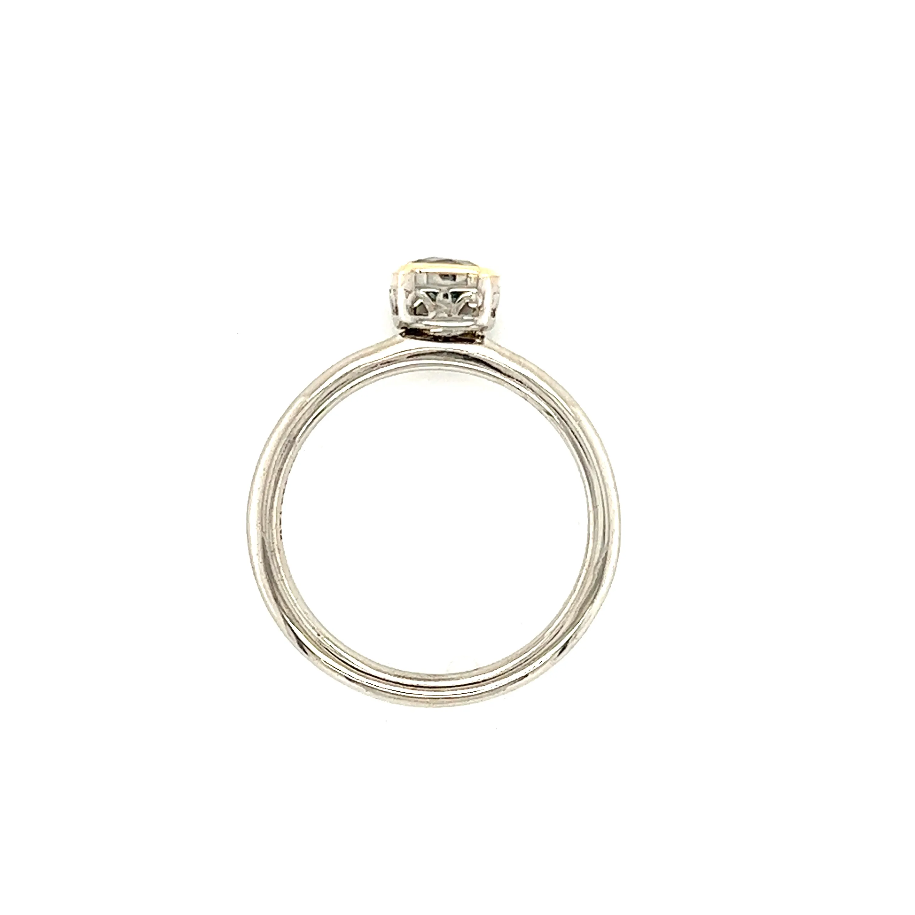 Cushion Blue Topaz Ring in Sterling Silver with 14K Yellow Gold Accent
