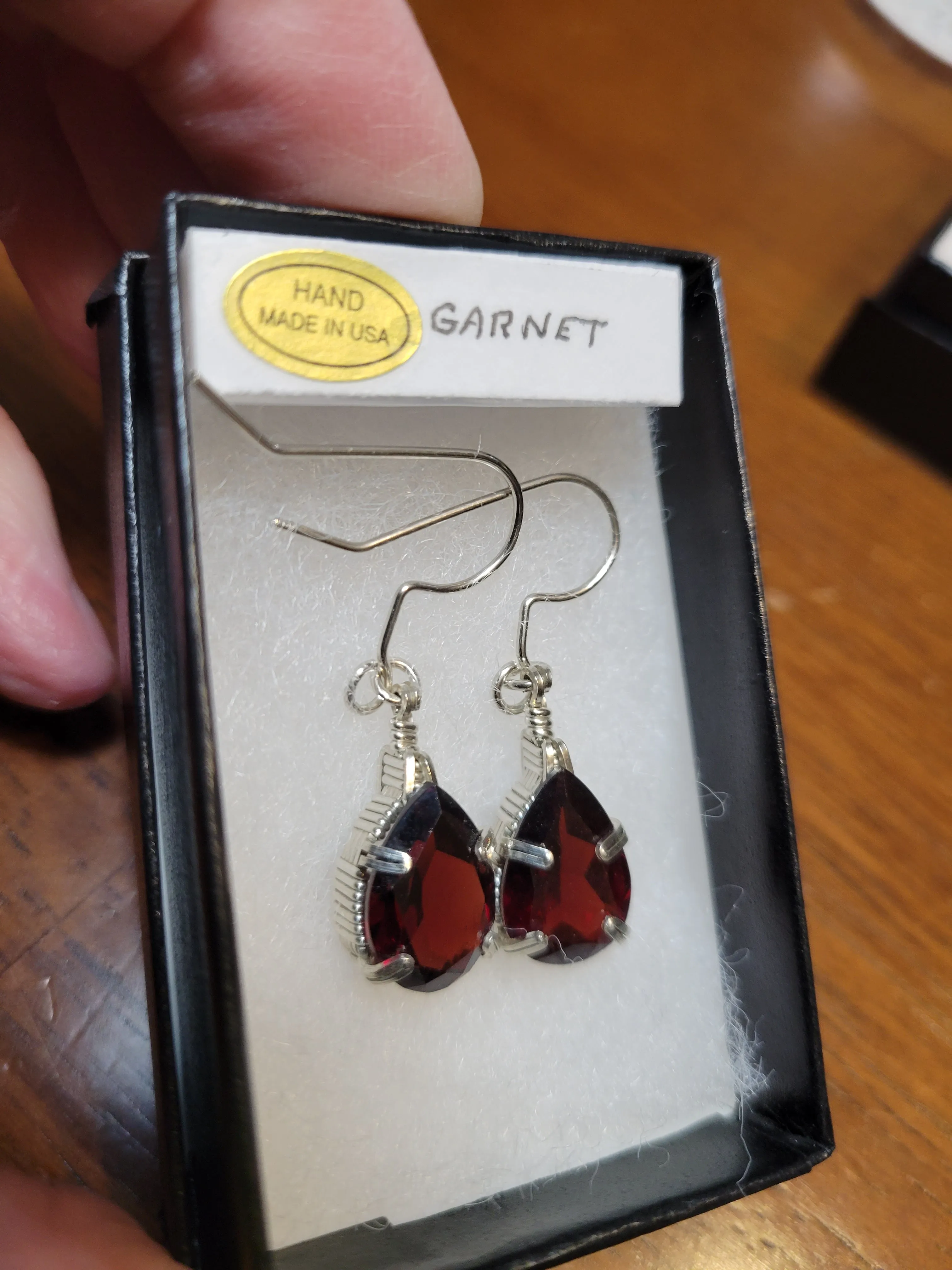Custom Wire Wrapped Facet Garnet Total 12.38 Ct. Earrings Sterling Silver
