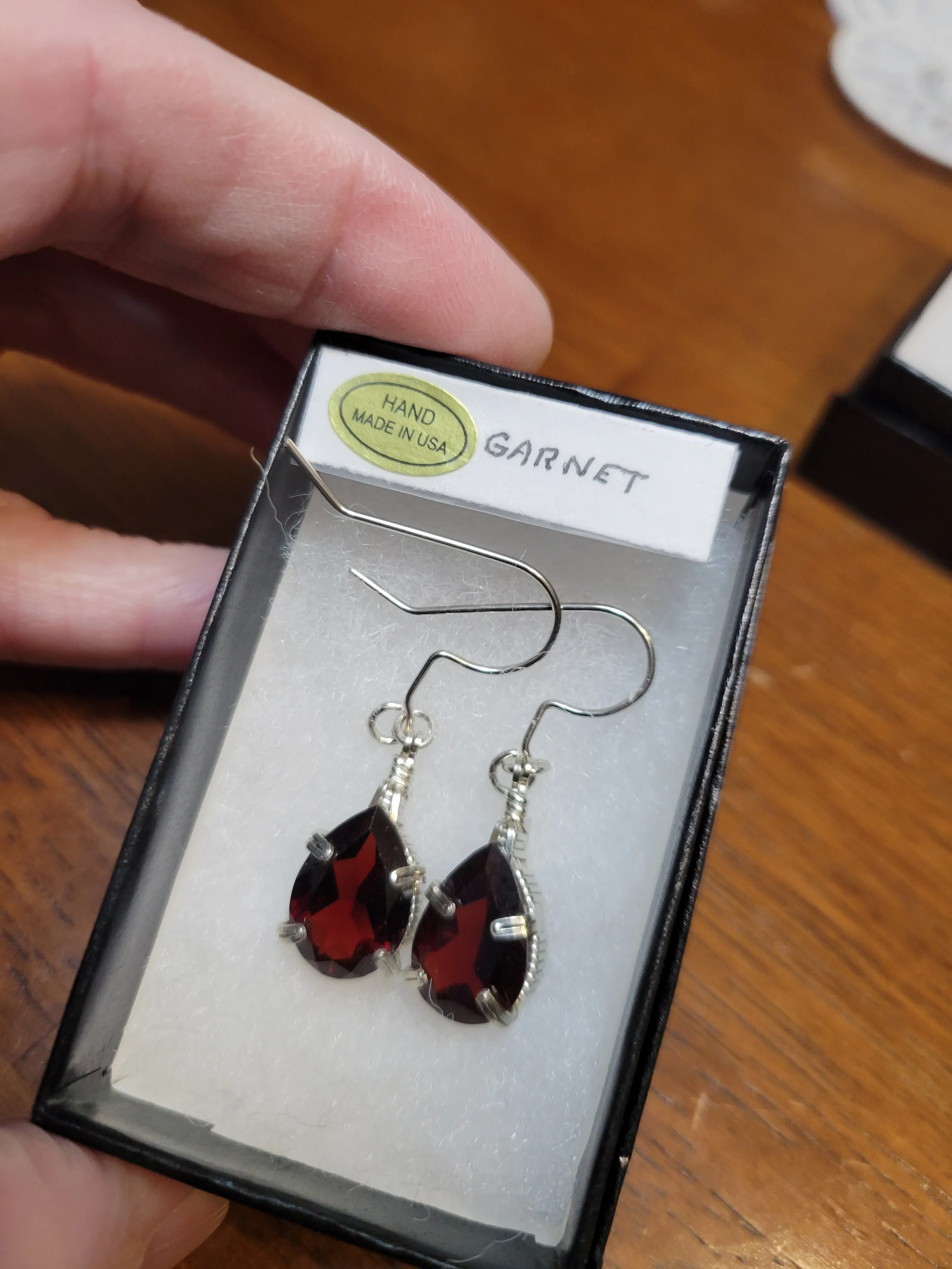 Custom Wire Wrapped Facet Garnet Total 12.38 Ct. Earrings Sterling Silver