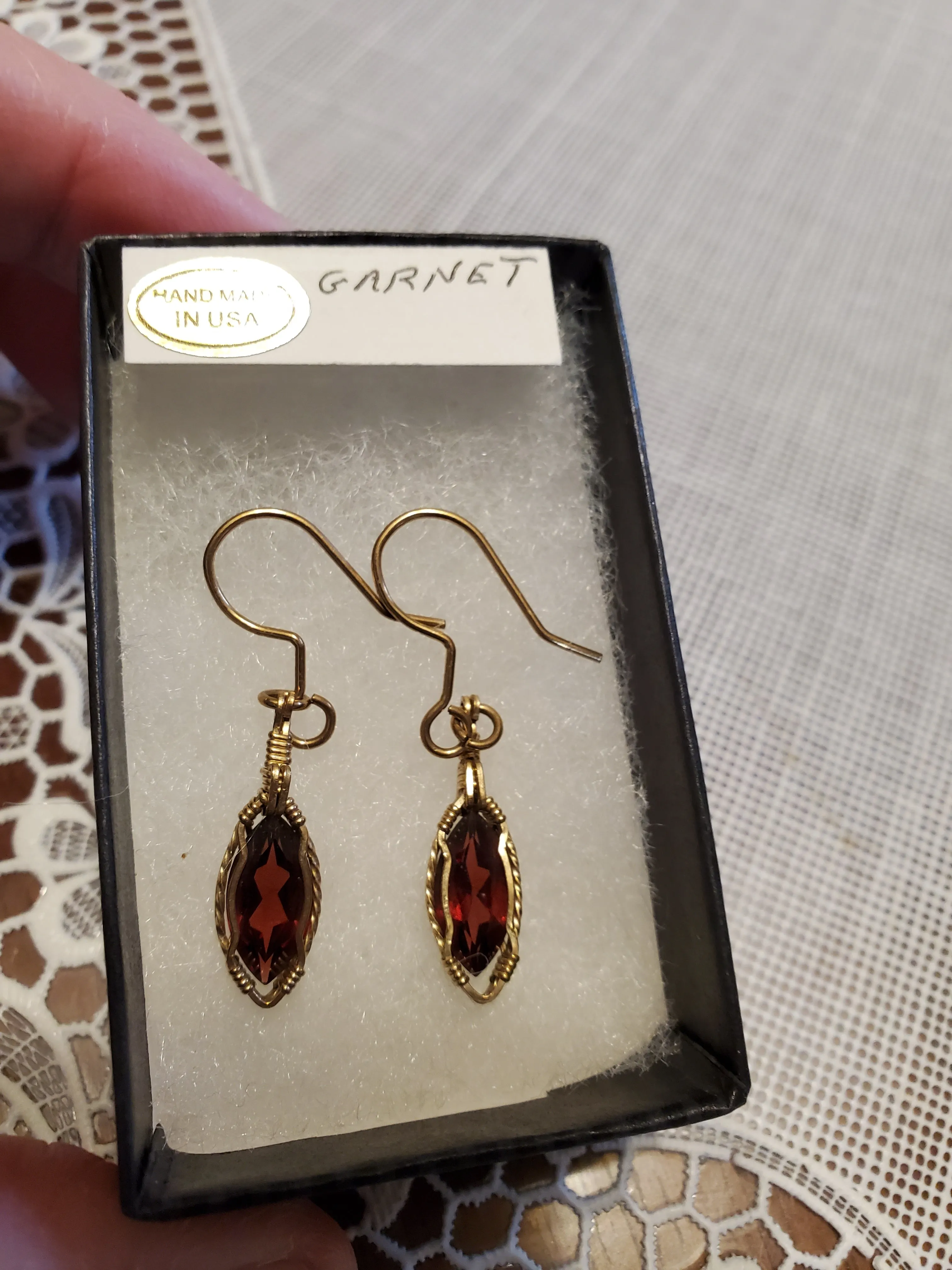 Custom Wire Wrapped Faceted Garnet 3.9 ct. Earrings 14Kgf