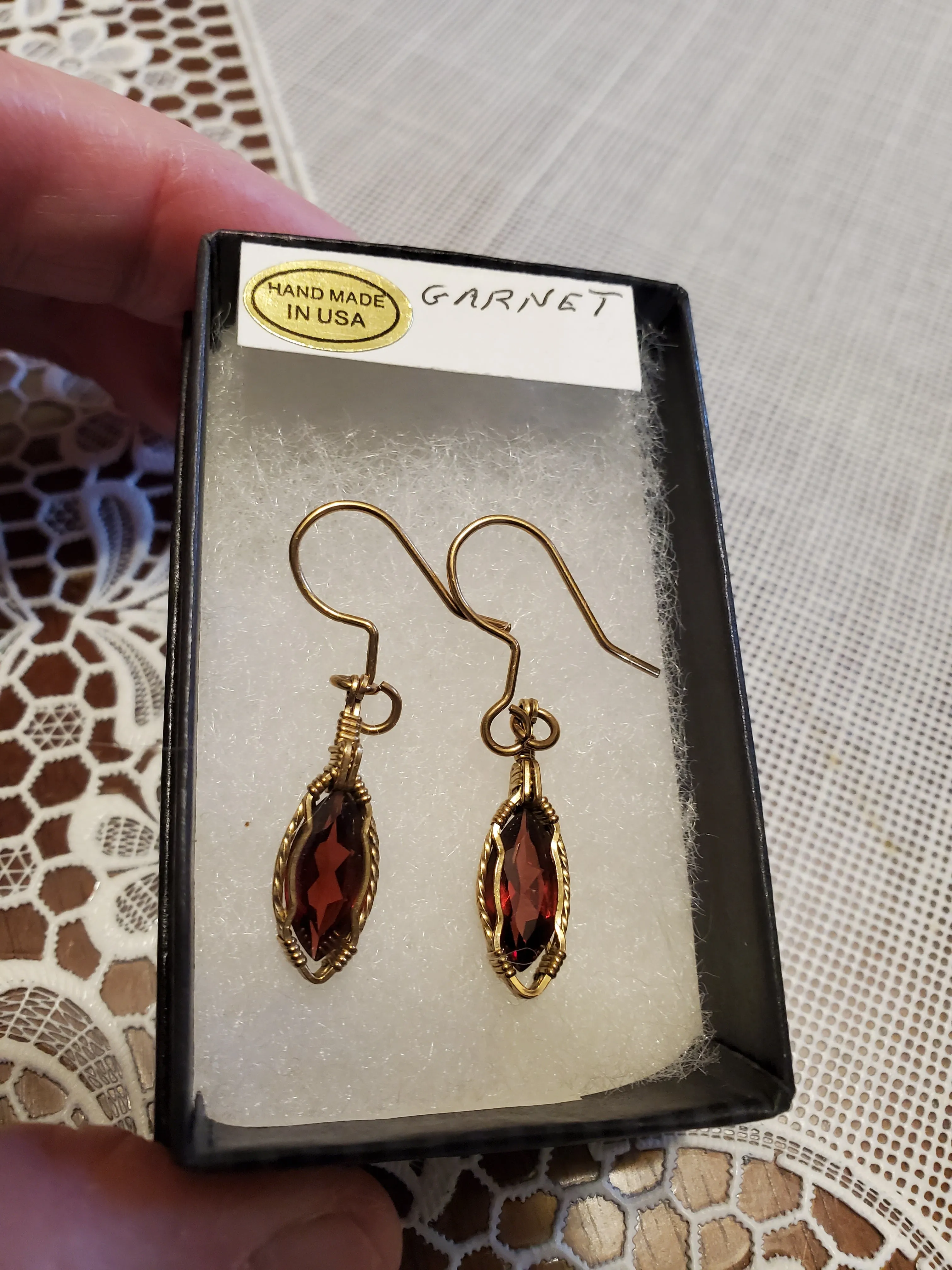 Custom Wire Wrapped Faceted Garnet 3.9 ct. Earrings 14Kgf