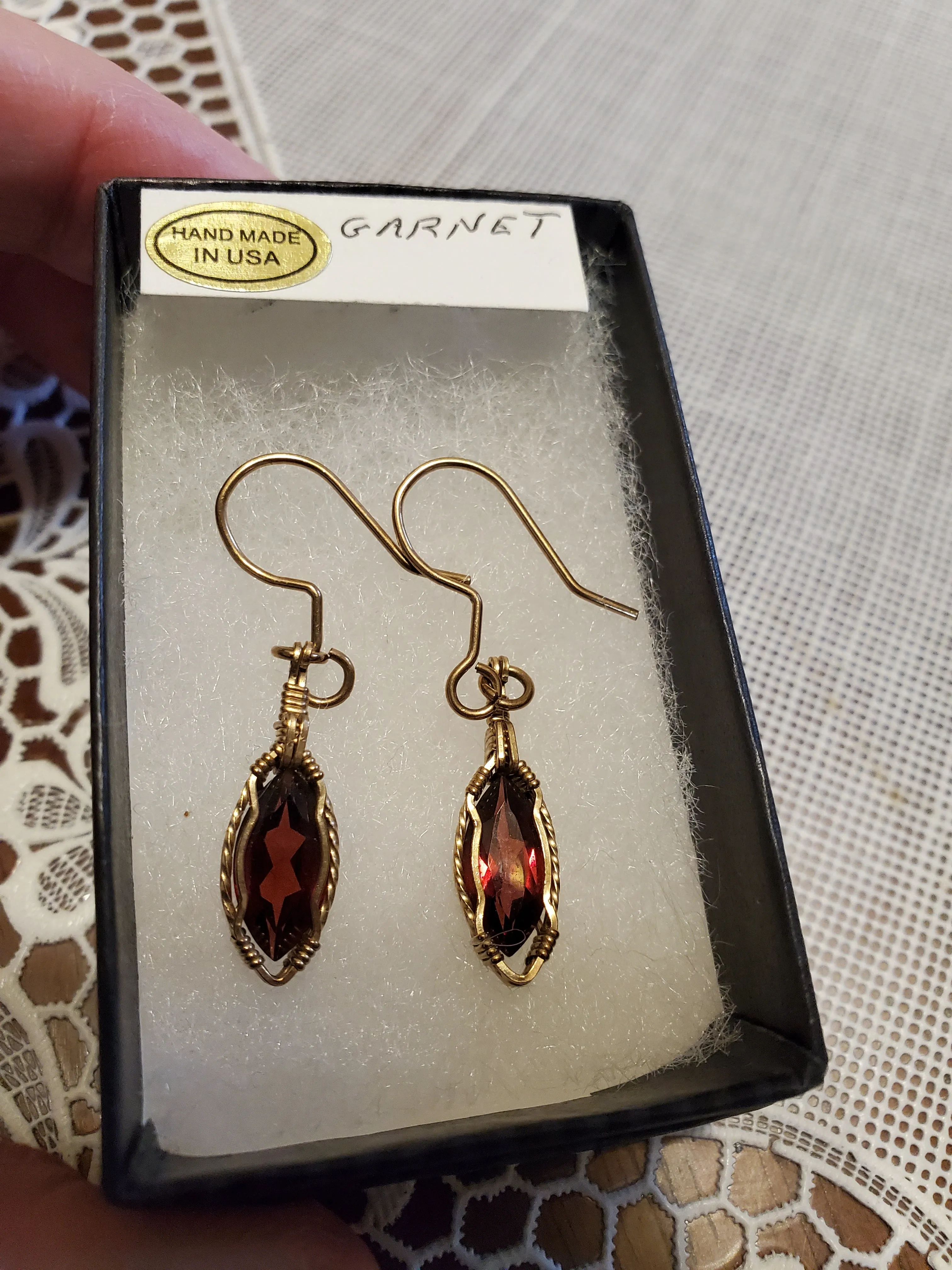 Custom Wire Wrapped Faceted Garnet 3.9 ct. Earrings 14Kgf