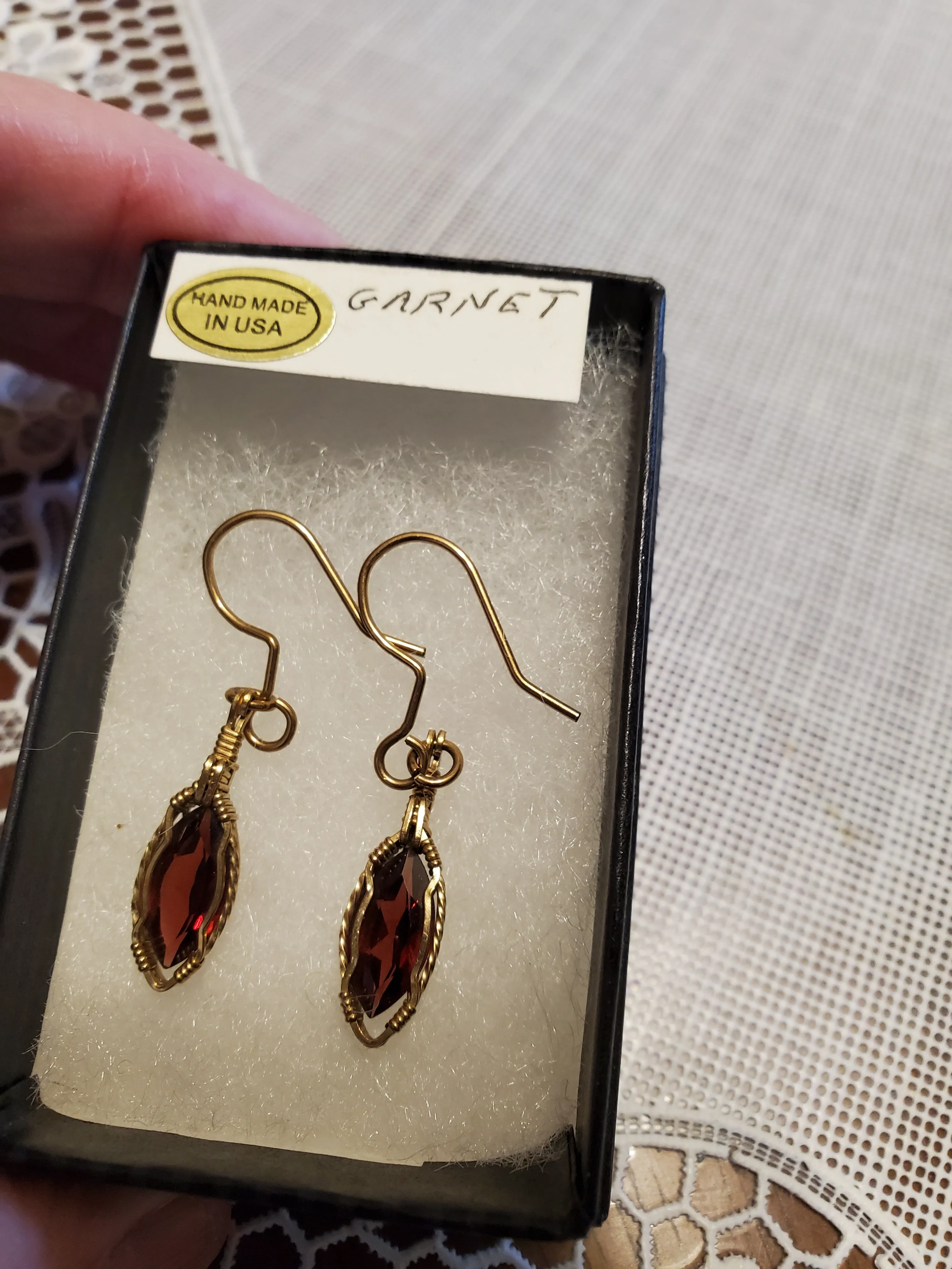 Custom Wire Wrapped Faceted Garnet 3.9 ct. Earrings 14Kgf