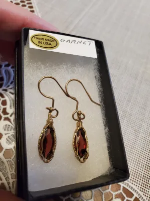 Custom Wire Wrapped Faceted Garnet 3.9 ct. Earrings 14Kgf