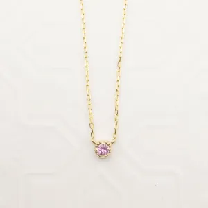 Dahlia Pink Sapphire Solitaire Necklace