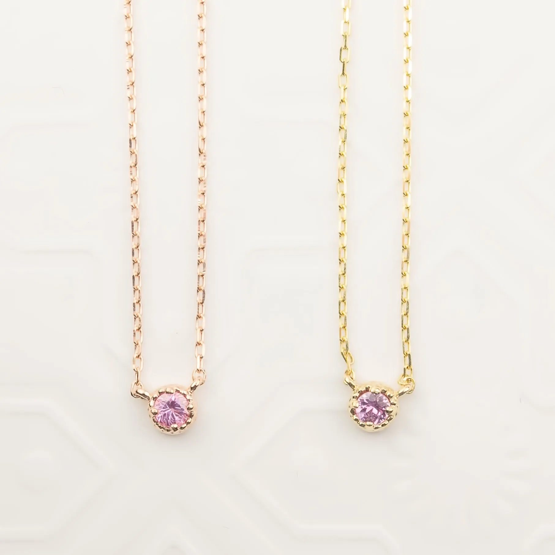Dahlia Pink Sapphire Solitaire Necklace