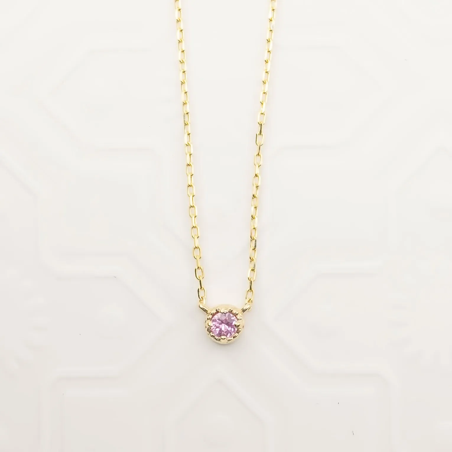Dahlia Pink Sapphire Solitaire Necklace