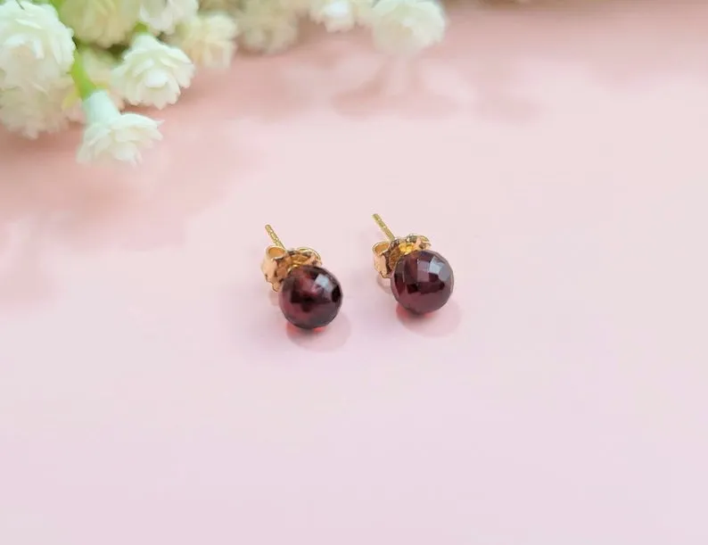 Dainty Garnet Studs
