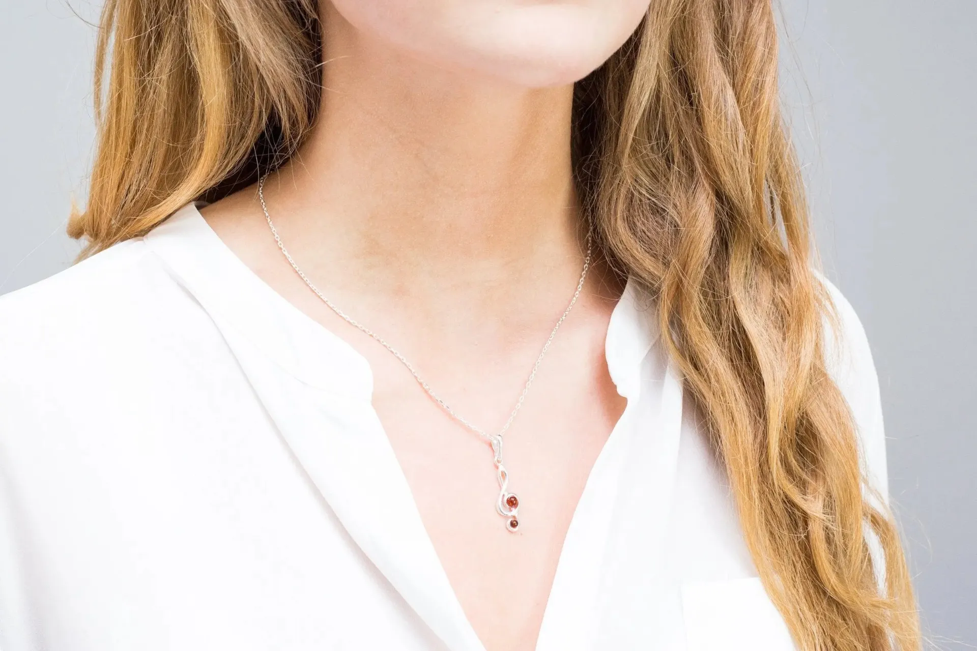 Dainty Treble Clef Pendant - Sterling Silver Charm Necklace