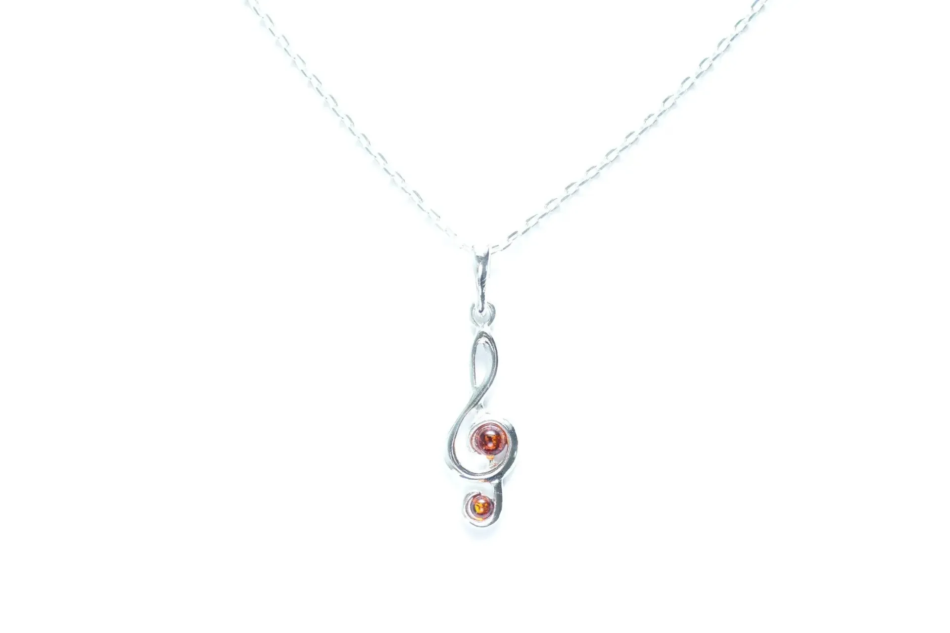 Dainty Treble Clef Pendant - Sterling Silver Charm Necklace