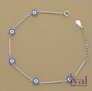 Delightful Evil Eye Minimal Silver Bracelet