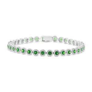 Diamond & 2.95ct Green Garnet 14k White Gold Bracelet - 1.28ct