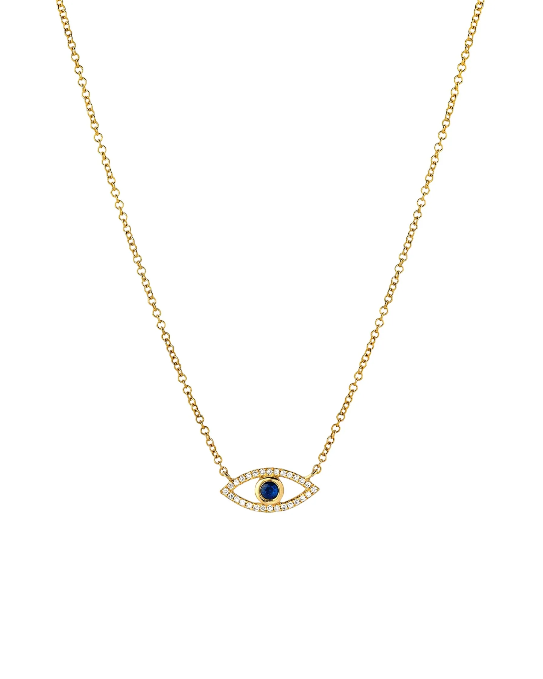 Diamond & Sapphire Evil Eye Necklace