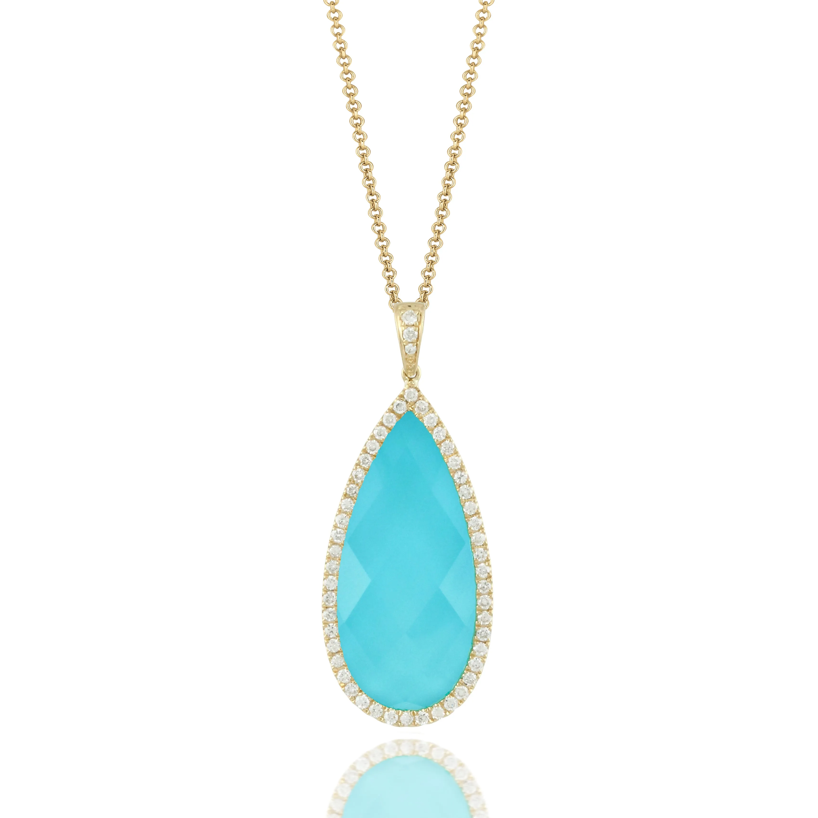 Doves Turquoise Teardrop Necklace