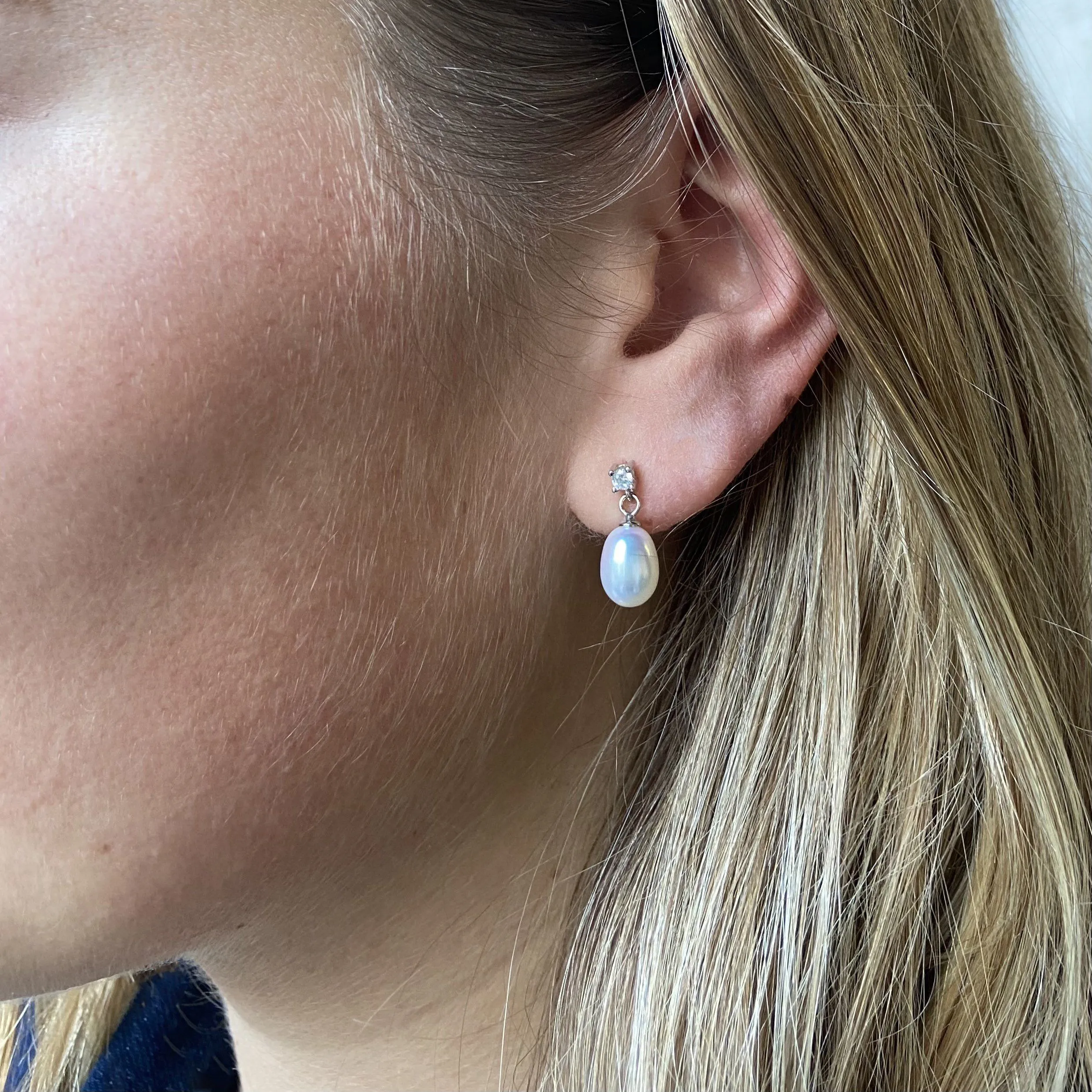 Drayton White Pearl & Cubic Zirconia Sterling Silver Drop Earrings