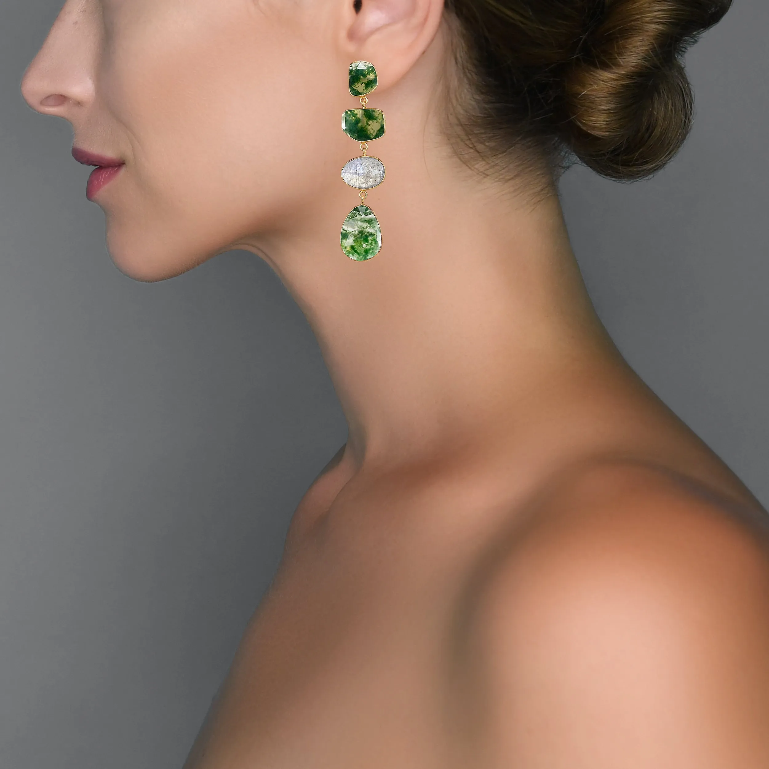 Earrings - Moss Agate & Labradorite